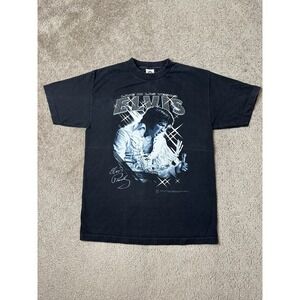 Vintage Mens Tshirt 2004 Elvis Live In Las Vegas Black Graphic, Music Size M